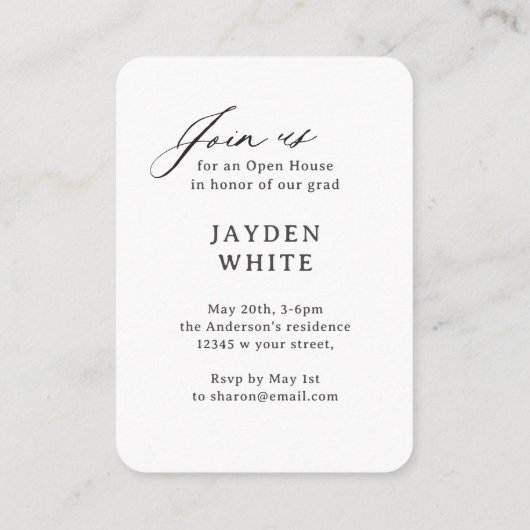 Mini Modern Brush Script Foto Abschluss laden Begleitkarte (Rückseite)