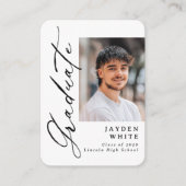 Mini Modern Brush Script Photo Graduation Invite Begleitkarte (Vorderseite)