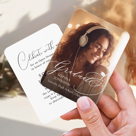 Mini Modern Calligraphy Foto Abschluss laden Begleitkarte