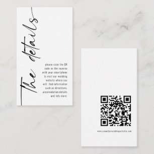Mini Modern Calligraphy QR Code Hochzeitdetails Begleitkarte
