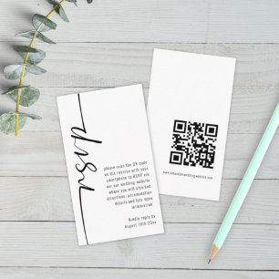 Mini Modern Calligraphy QR Code Wedding RSVP Begleitkarte