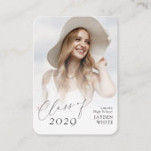 Mini Modern Chic Script Foto Abschluss laden Begleitkarte (Vorderseite)