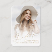 Mini Modern Chic Script Foto Abschluss laden Begleitkarte (Vorderseite)