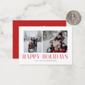 MINI Modern & Minimal Happy Holidays 2 Foto Rot Mitteilungskarte (Vorderseite/Rückseite Beispiel)