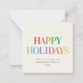 Mini Modern Rainbow Happy Holidays Mitteilungskarte (Vorderseite)