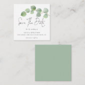 MINI | Moderne Eukalyptus Wedding rettet das Datum Mitteilungskarte (Vorne/Hinten)