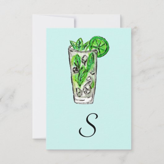 Mini Mojito im Sommer Wasserfarbencocktail Einladung (Rückseite)