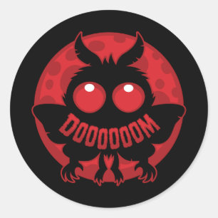 Mini-Mondbeschienener Mothman des DOOOOOOM Runder Aufkleber