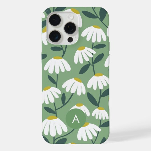 Mini Monogram Anfangsbuchstabe Salbeigrün Blumenmu iPhone Hülle (Rückseite)