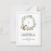 Mini Monogram Cotton Floral Wreath Frohe Weihnacht Mitteilungskarte (Vorderseite)