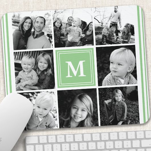 Mini Monogram Family Foto Collage Mousepad