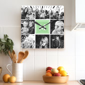 Mini Monogram Family Foto Collage Quadratische Wanduhr