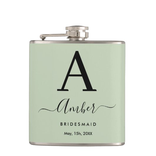 Mini Monogram Personalisiert Bridesmaid Hip Flask Flachmann (Vorderseite)
