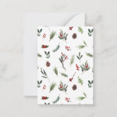 Mini Monogram Red Berry Wreath Frohe Weihnachten Mitteilungskarte (Rückseite)