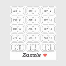 Mini Monthly Index Divider Tabs White Folded  Aufkleber