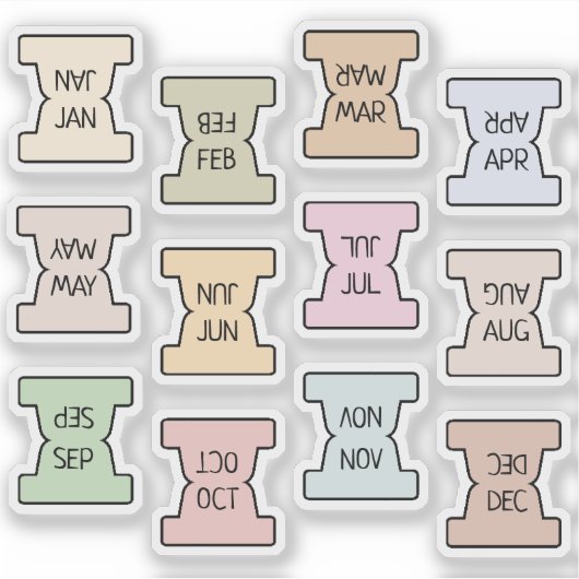 Mini Monthly Index Tab Pastel Bujo Planner Folded  Aufkleber (Vorderseite)