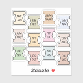 Mini Monthly Index Tab Pastel Bujo Planner Folded  Aufkleber