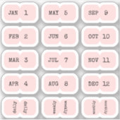 Mini Monthly Index Tabs Page Divider Pink Folded Aufkleber (Vorderseite)