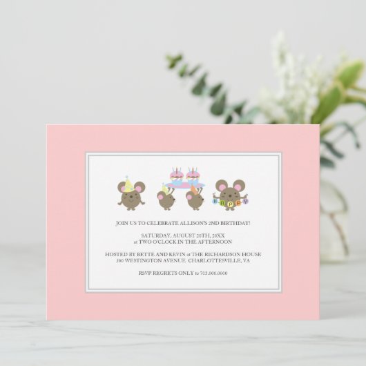 Mini Mouse Geburtstagsparty Einladung (Stehend Vorderseite)