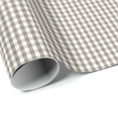 Mini-Mulch-Braun-Gingham-Karomuster auf Weiß Geschenkpapier (Rolleneckpunkt)