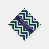 Mini Navy LG Zickzack Navy Blue Name Monogram Serviette (Ecke)