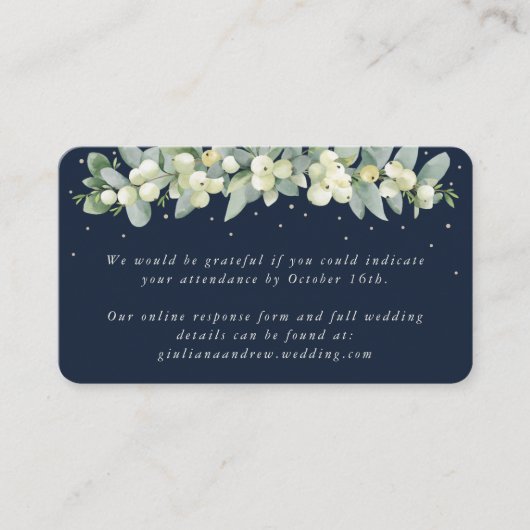 Mini Navy Snowberry+Eucalyptus Wedding Online UAWG Begleitkarte (Vorderseite)