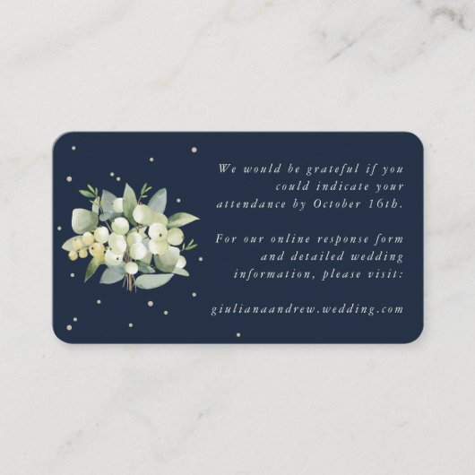 Mini Navy Snowberry+Eucalyptus Wedding Online UAWG Begleitkarte (Vorderseite)