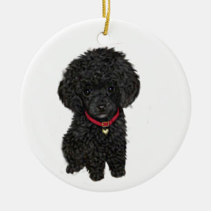 Mini- oder Spielzeug-Poodle - Schwarz 1 Keramik Ornament