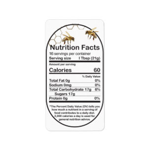 Mini Oval Honeybees Nutrition Facts Label Adressaufkleber