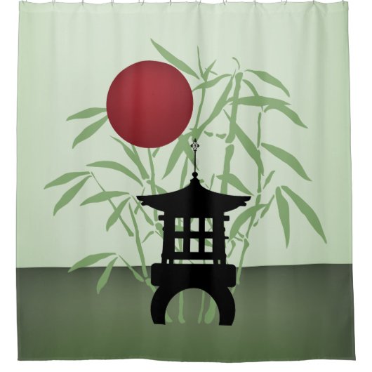 Mini-Pagoda-Bambusmoon Duschvorhang (Vorderseite)