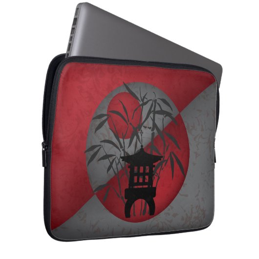 Mini-Pagode aus Graubambus Laptopschutzhülle (Vorne Rechts)