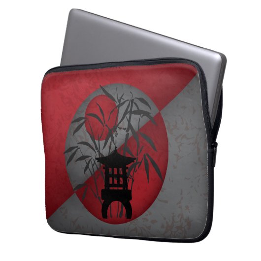 Mini-Pagode aus Graubambus Laptopschutzhülle (Vorderseite Links)