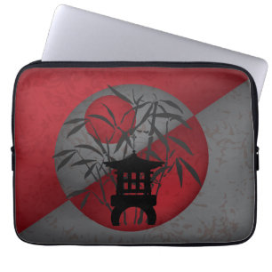 Mini-Pagode aus Graubambus Laptopschutzhülle