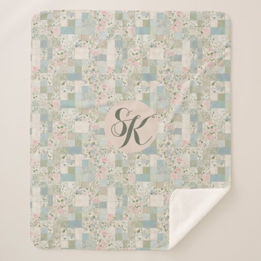 Mini-Patchwork-Monogramm Sherpadecke (Vorderseite)