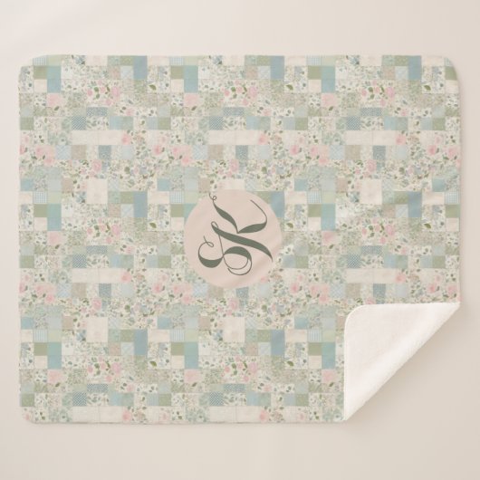 Mini-Patchwork-Monogramm Sherpadecke (Vorderseite (Horizontal))