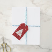 Mini Pattern Festive Red & White Christmas Geschenkanhänger (Mit Garn)
