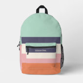 Mini Peach Moderne Farbblöcke Streifen personalisi Bedruckter Rucksack (Vorderseite)