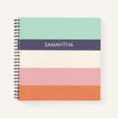 Mini Peach Moderne Farbblöcke Streifen personalisi Notizblock (Vorderseite)