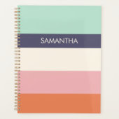 Mini Peach Moderne Farbblöcke Streifen personalisi Planer (Vorderseite)
