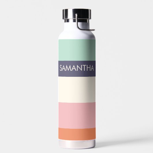 Mini Peach Moderne Farbblöcke Streifen personalisi Trinkflasche (Links)