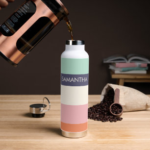 Mini Peach Moderne Farbblöcke Streifen personalisi Trinkflasche