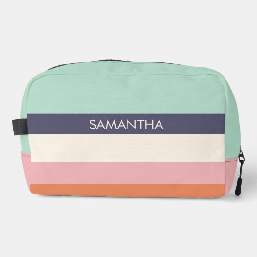 Mini Peach Moderne Farbblöcke Streifen personalisi Waschbeutel (Vorderseite)
