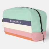 Mini Peach Moderne Farbblöcke Streifen personalisi Waschbeutel (Rechte Ecke)