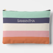 Mini Peach Moderne Farbblöcke Streifen personalisi Zubehörtasche (Vorderseite)