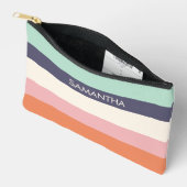 Mini Peach Moderne Farbblöcke Streifen personalisi Zubehörtasche (Offen)