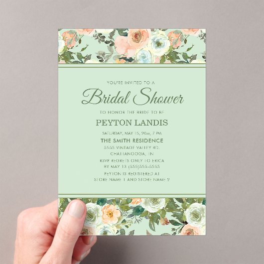 Mini Peach Wassercolor Blumenbogen Brautparty Acryleinladungen (Insitu (Handheld))