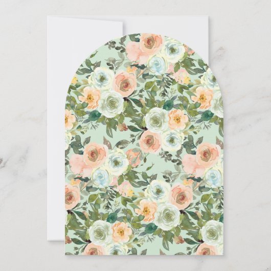 Mini Peach Wassercolor Blumenbogen Brautparty Einladung (Rückseite)