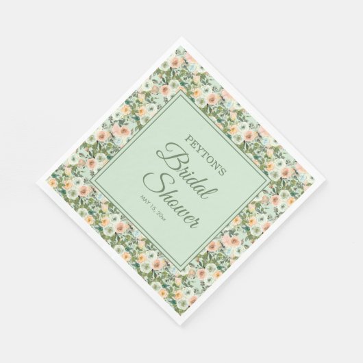 Mini Peach Wassercolor Brautparty Serviette (Ecke)