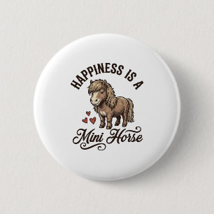 Mini-Pferd Vintage Gravur Süßes Pony-Shirt-Design Button