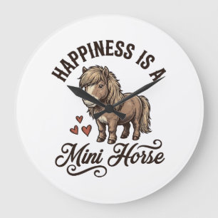 Mini-Pferd Vintage Gravur Süßes Pony-Shirt-Design Große Wanduhr